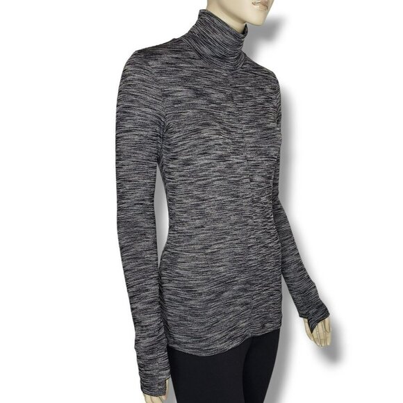 Lululemon &go Take Off Top Womens 4 Heathered Black Long Sleeve Open Back - Picture 2 of 8